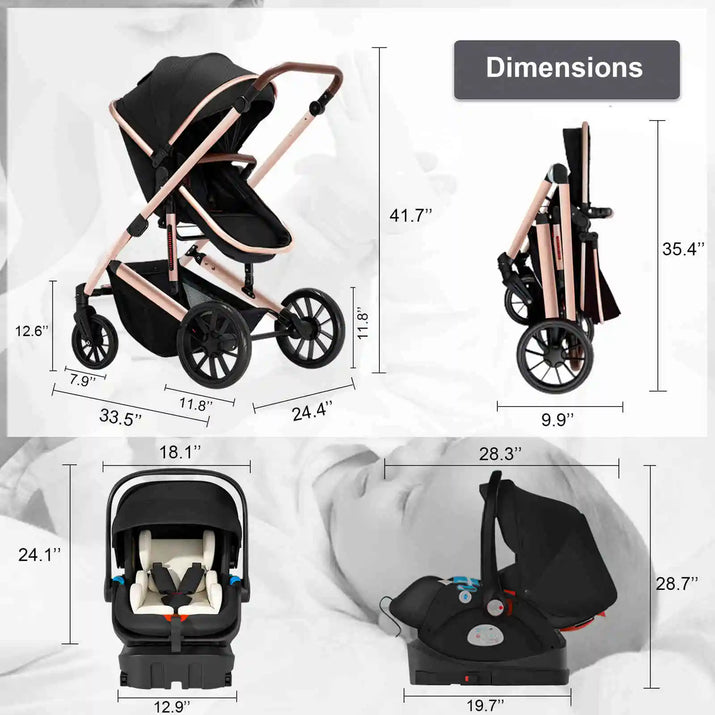 WanderWheels: 3-in-1 Portable Baby Stroller & Car Seat Combo - The Little Big Store