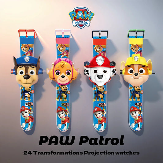 Cartoon Paw Patrol 3D Projection Watch: Chase, Rubble, Marshall, Skye Anime Digital Watches - Fun Children's Toy Wristband Watch