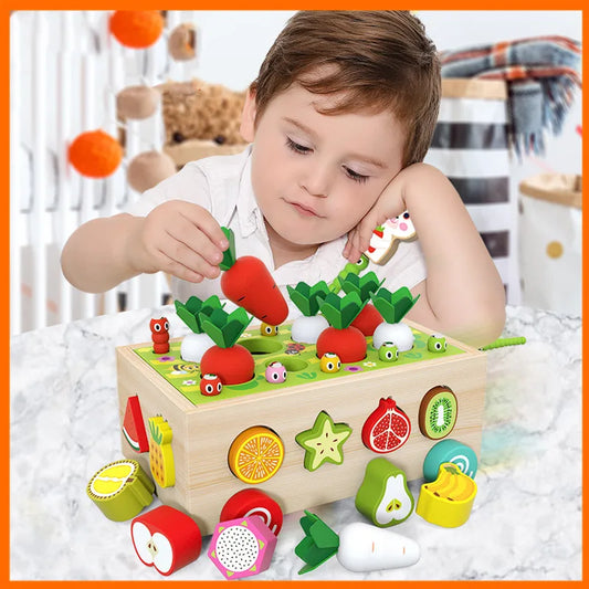 Harvest Hues Wooden Carrot Puzzle: Montessori Learning Adventure for Little Ones!