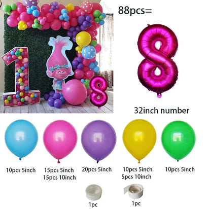 Troll-tastic Party Delight: Princess Balloon Decoration Set for Magical Birthdays! - The Little Big Store