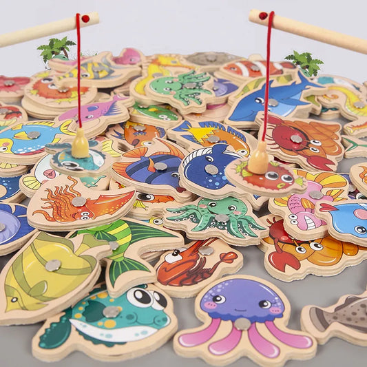 Wooden Fishing Toys - Magnetic Marine fish game