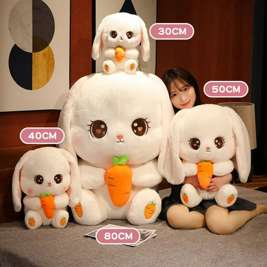 Kawaii Long-Ear Rabbit Plush Pillow: Big Size Stuffed Doll for Girls, Soft Animal Cushion - Perfect Birthday or Christmas Gift