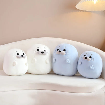 Snuggle Up with our Kawaii Round Seal Plush Doll! - The Little Big Store