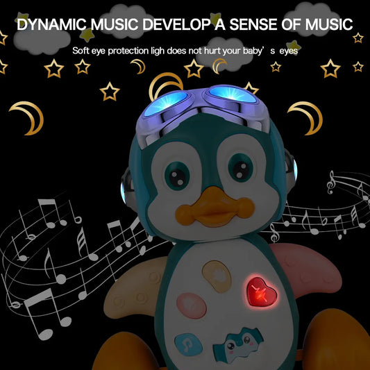 Interactive Musical Penguin: Infant Crawling Toy with Lights and Toddler Development Features