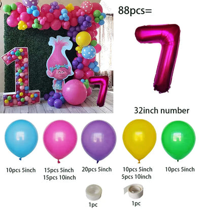 Troll-tastic Party Delight: Princess Balloon Decoration Set for Magical Birthdays! - The Little Big Store