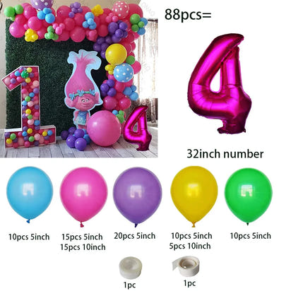 Troll-tastic Party Delight: Princess Balloon Decoration Set for Magical Birthdays! - The Little Big Store
