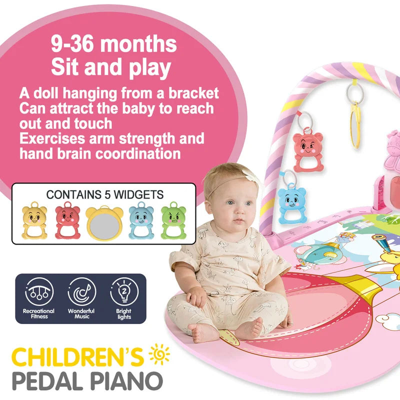 Baby Music Play Gym: Fitness Stand with Piano, Crawling Blanket, and Pedal Game Pad