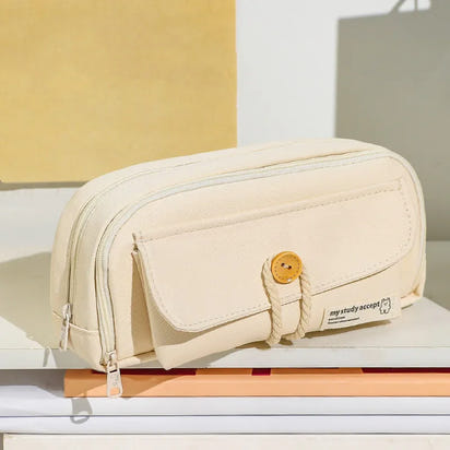 ✏️🎒 Student Cute Pencil Bag: Button Cotton Cord Cloth Stationery Bag - Large Capacity Storage Bag for School Supplies! 🌟📚 - The Little Big Store