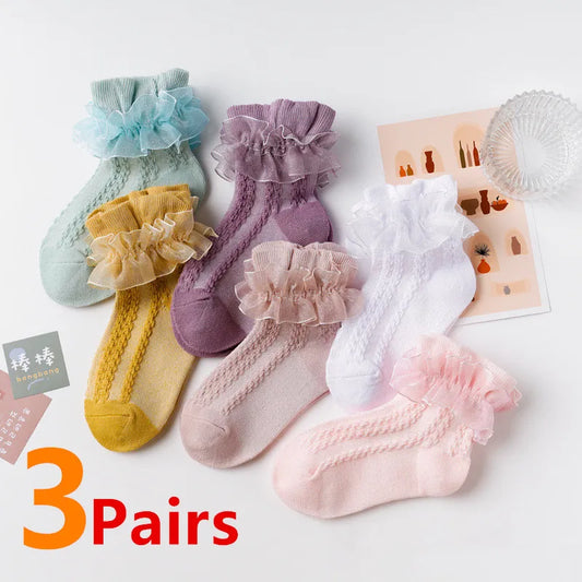 Step into Elegance: New Baby Girls Frilly Lace Tutu Socks - Fit for Little Princesses