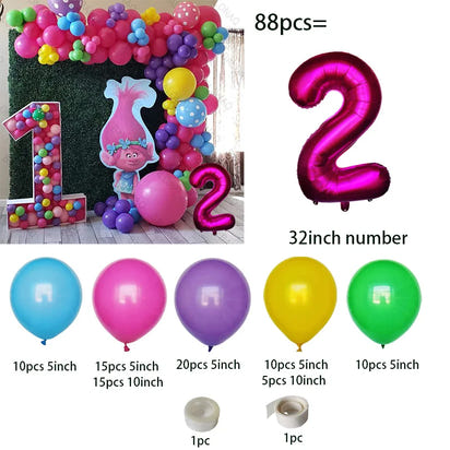 Troll-tastic Party Delight: Princess Balloon Decoration Set for Magical Birthdays! - The Little Big Store