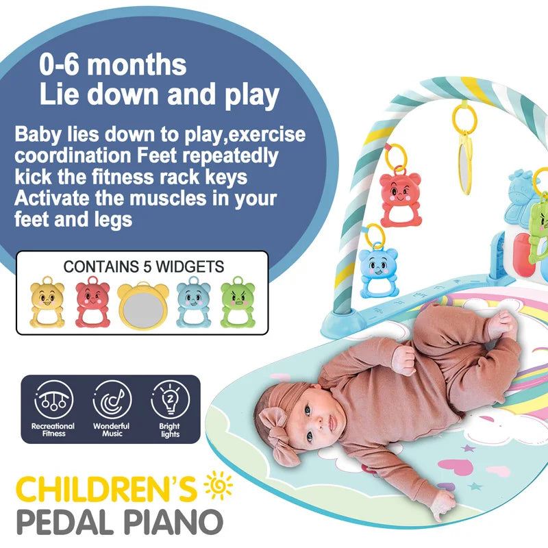 Baby Music Play Gym: Fitness Stand with Piano, Crawling Blanket, and Pedal Game Pad