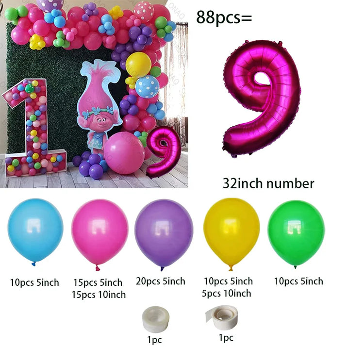 Troll-tastic Party Delight: Princess Balloon Decoration Set for Magical Birthdays! - The Little Big Store
