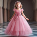 Radiant Royalty: Appliquéd Flower Princess Gown - The Little Big Store