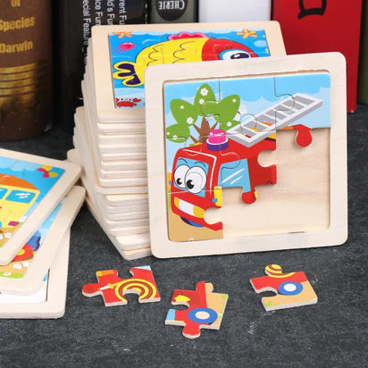 Critter Commute: Baby Animal Traffic Wooden Tangram Puzzle - The Little Big Store