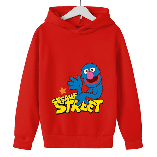 Sesame Street Fun Hoodies: Cookie Monster Printed, Perfect Spring & Autumn Wear for Kids