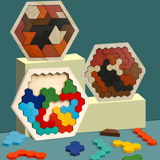 HexaPuzzle: Wooden Brain Teaser for All Ages