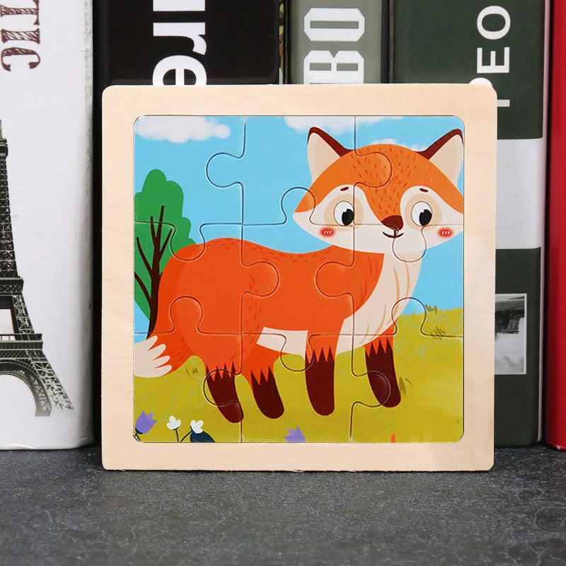 Critter Commute: Baby Animal Traffic Wooden Tangram Puzzle - The Little Big Store