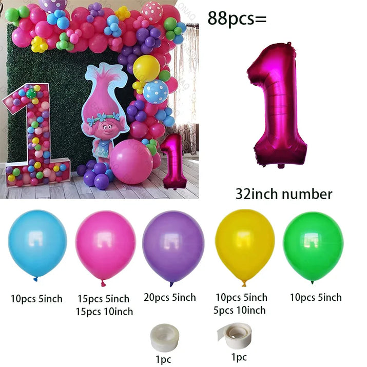 Troll-tastic Party Delight: Princess Balloon Decoration Set for Magical Birthdays! - The Little Big Store