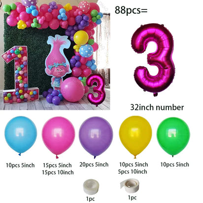 Troll-tastic Party Delight: Princess Balloon Decoration Set for Magical Birthdays! - The Little Big Store
