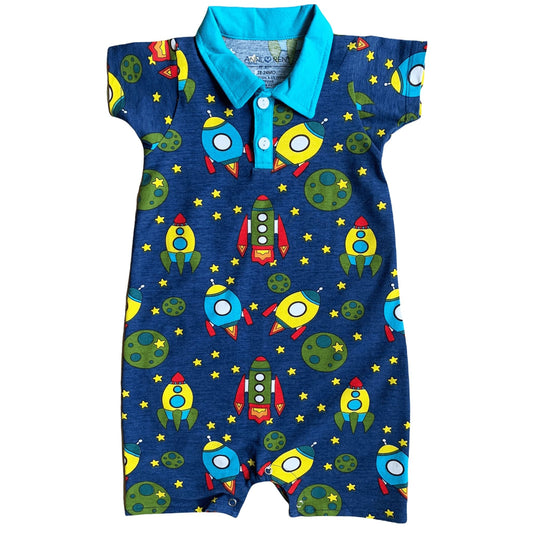 AnnLoren Spaceship short sleeve Collar Baby/Toddler Boys Romper - The Little Big Store