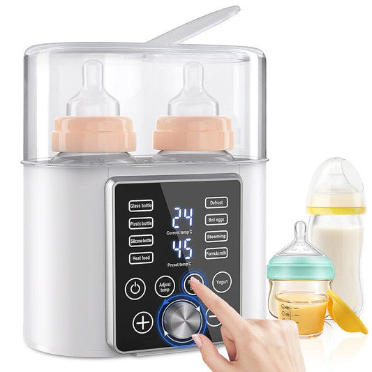 Baby Bottle Warmer, 12-In-1 Babies Fast Bottle Milk Warmer, Double Food Heater Defrost Bpa-Free with Twins, LCD Display, Timer & 24H Temperature Control for Breastmilk & Formula - The Little Big Store