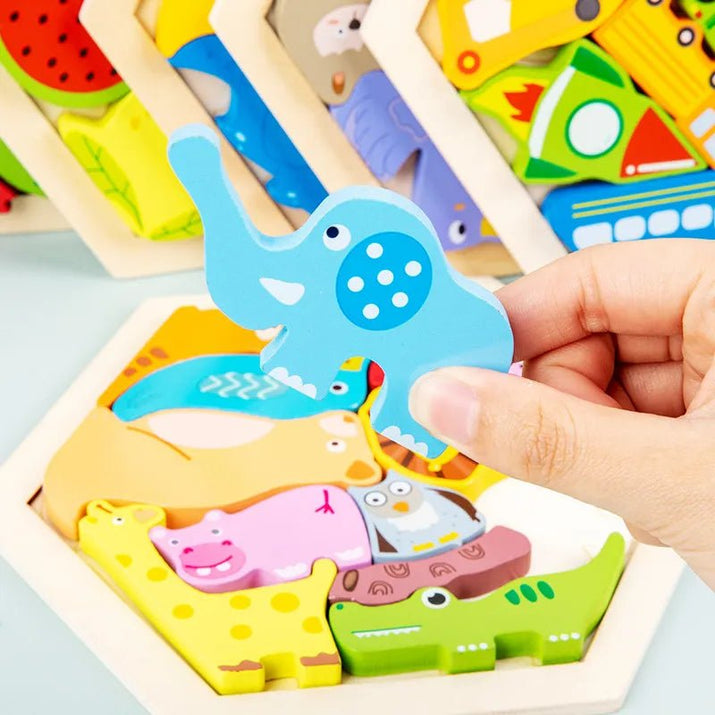 Baby toy Wooden jigsaw Puzzle Creative 3D Puzzle for Children's Intelligence Development Ealy Educational toy for Children - The Little Big Store