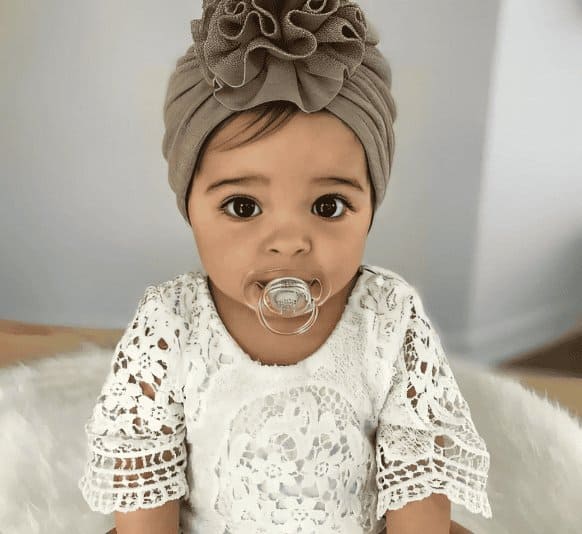 Blooms of Beauty: Baby Turban with Delicate Flower Accent - The Little Big Store