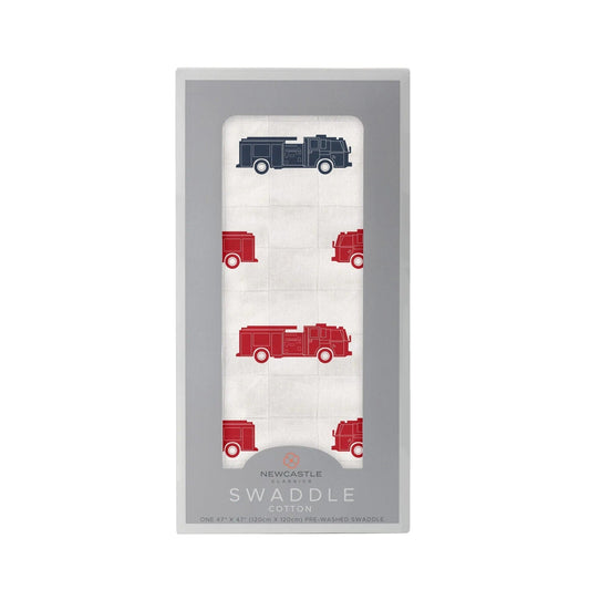 Blue and Red Fire Trucks Swaddle - The Little Big Store