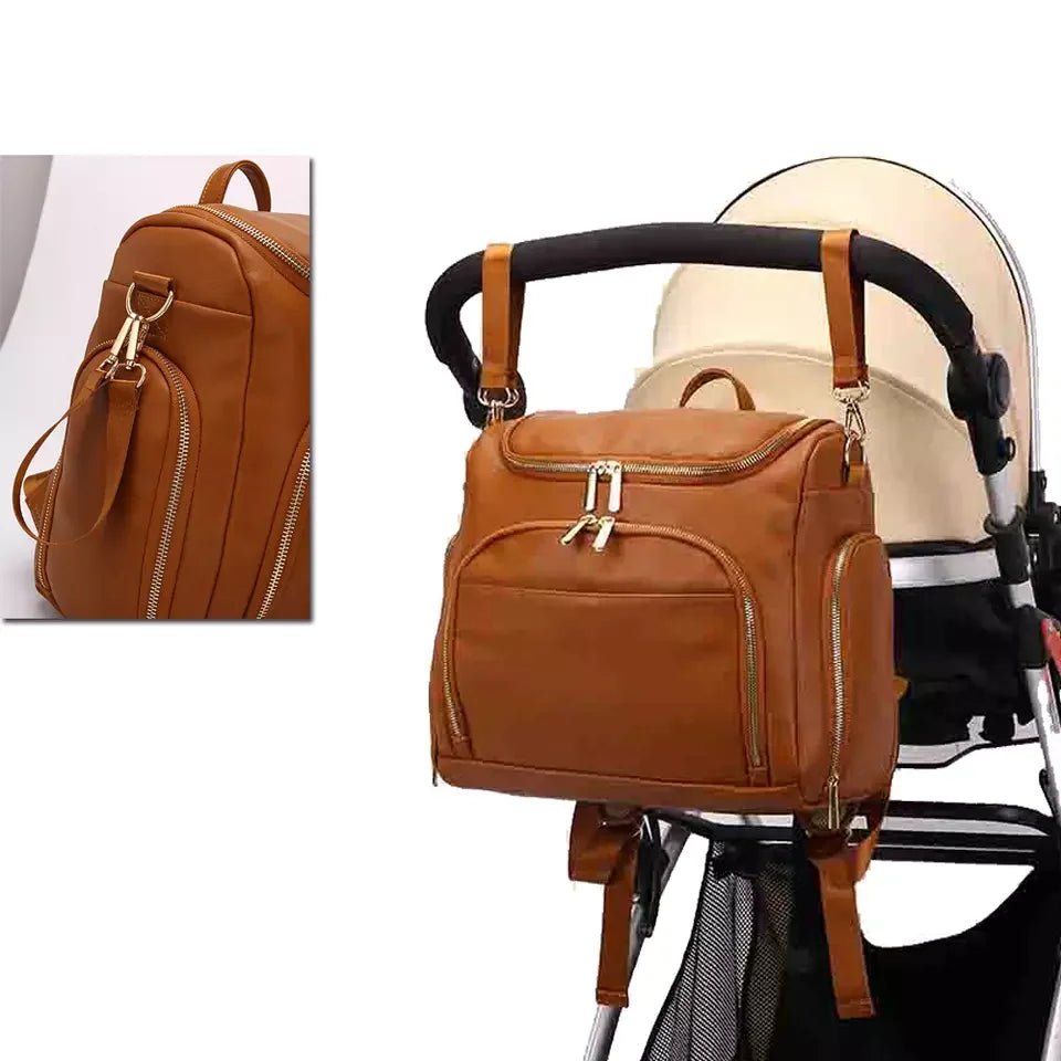 Bundle of Joy: Luxe PU Leather Diaper Backpack Set - Stylish, Practical, & Complete! - The Little Big Store