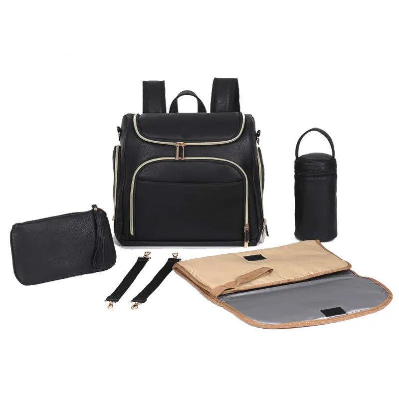 Bundle of Joy: Luxe PU Leather Diaper Backpack Set - Stylish, Practical, & Complete! - The Little Big Store