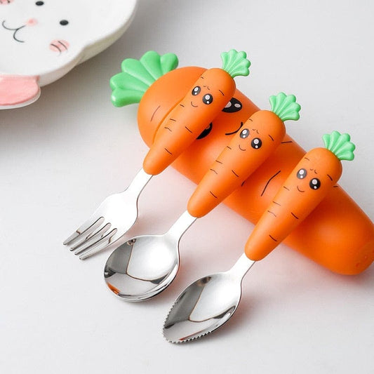 Carrots & Cutlery: Children Carrots Tableware Set for Wholesome Meals! - The Little Big Store
