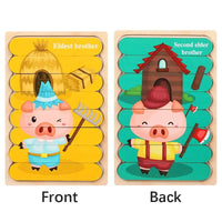 🧩 Wonder Woodies™: Cartoon Animal Double-sided Strip Wooden Puzzles 🐾 - The Little Big Store