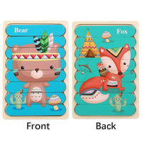 🧩 Wonder Woodies™: Cartoon Animal Double-sided Strip Wooden Puzzles 🐾 - The Little Big Store