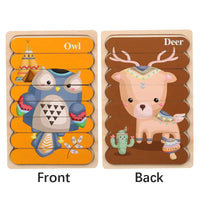 🧩 Wonder Woodies™: Cartoon Animal Double-sided Strip Wooden Puzzles 🐾 - The Little Big Store