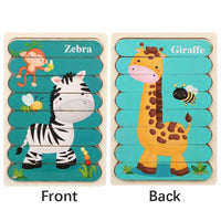 🧩 Wonder Woodies™: Cartoon Animal Double-sided Strip Wooden Puzzles 🐾 - The Little Big Store