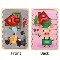 🧩 Wonder Woodies™: Cartoon Animal Double-sided Strip Wooden Puzzles 🐾 - The Little Big Store