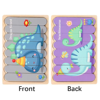 🧩 Wonder Woodies™: Cartoon Animal Double-sided Strip Wooden Puzzles 🐾 - The Little Big Store