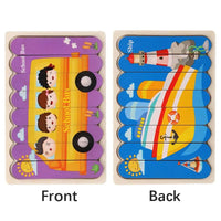 🧩 Wonder Woodies™: Cartoon Animal Double-sided Strip Wooden Puzzles 🐾 - The Little Big Store