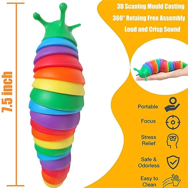 Colorful Calm: Rainbow 3D Slug Fidget Toy 🐌 - The Little Big Store