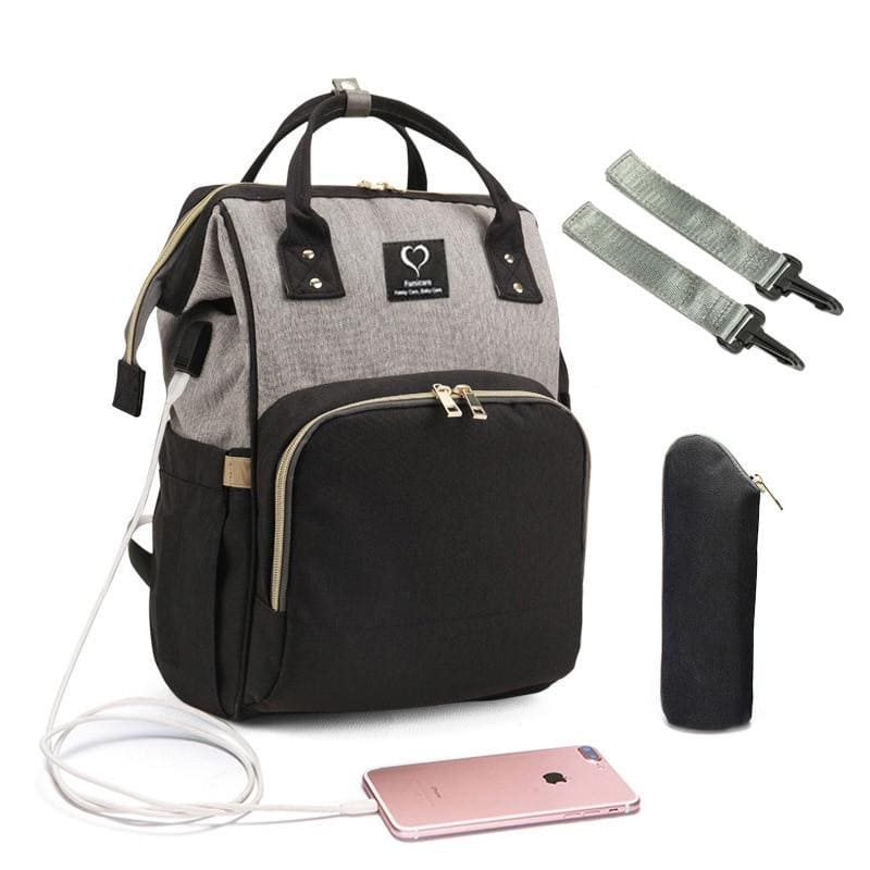 Diaper Bag USB Large Capacity Nappy Bag Waterproof Maternity Travel - The Little Big Store