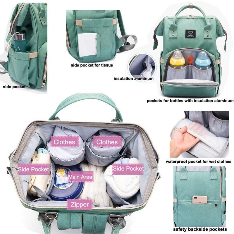 Diaper Bag USB Large Capacity Nappy Bag Waterproof Maternity Travel - The Little Big Store