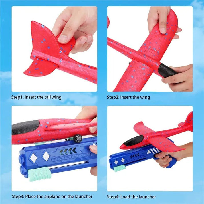 SkyGlider: One-Click Foam Airplane Toy with Large Throwing Plane - Perfect Gift for Adventurous Kids! - The Little Big Store