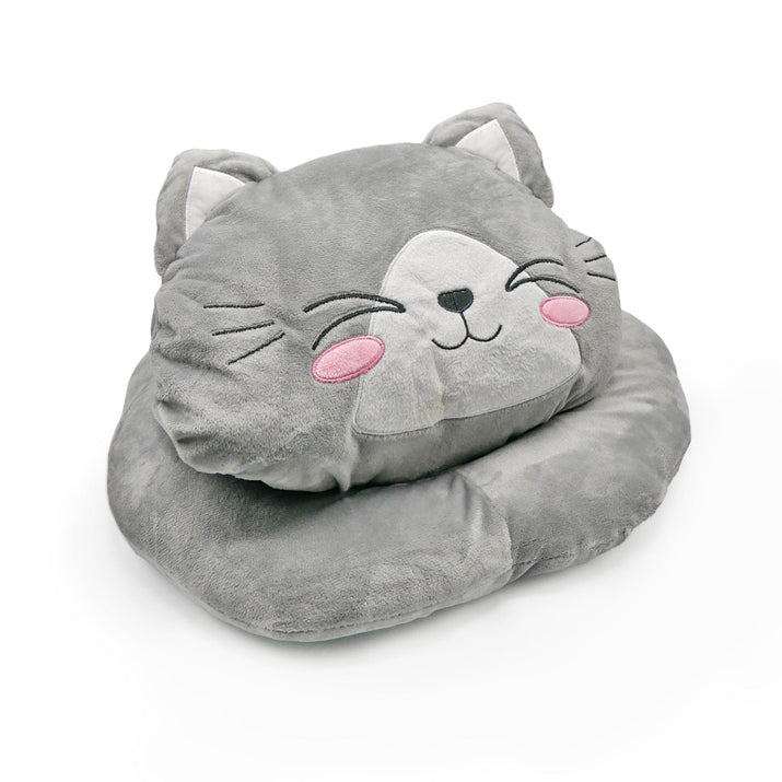 Glow in the dark Blanket, Moon Stars & Cat Neck Pillow-Gray - The Little Big Store