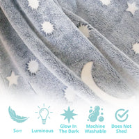 Glow in the Dark Blanket & Pillow Set-Gray & Blue - The Little Big Store