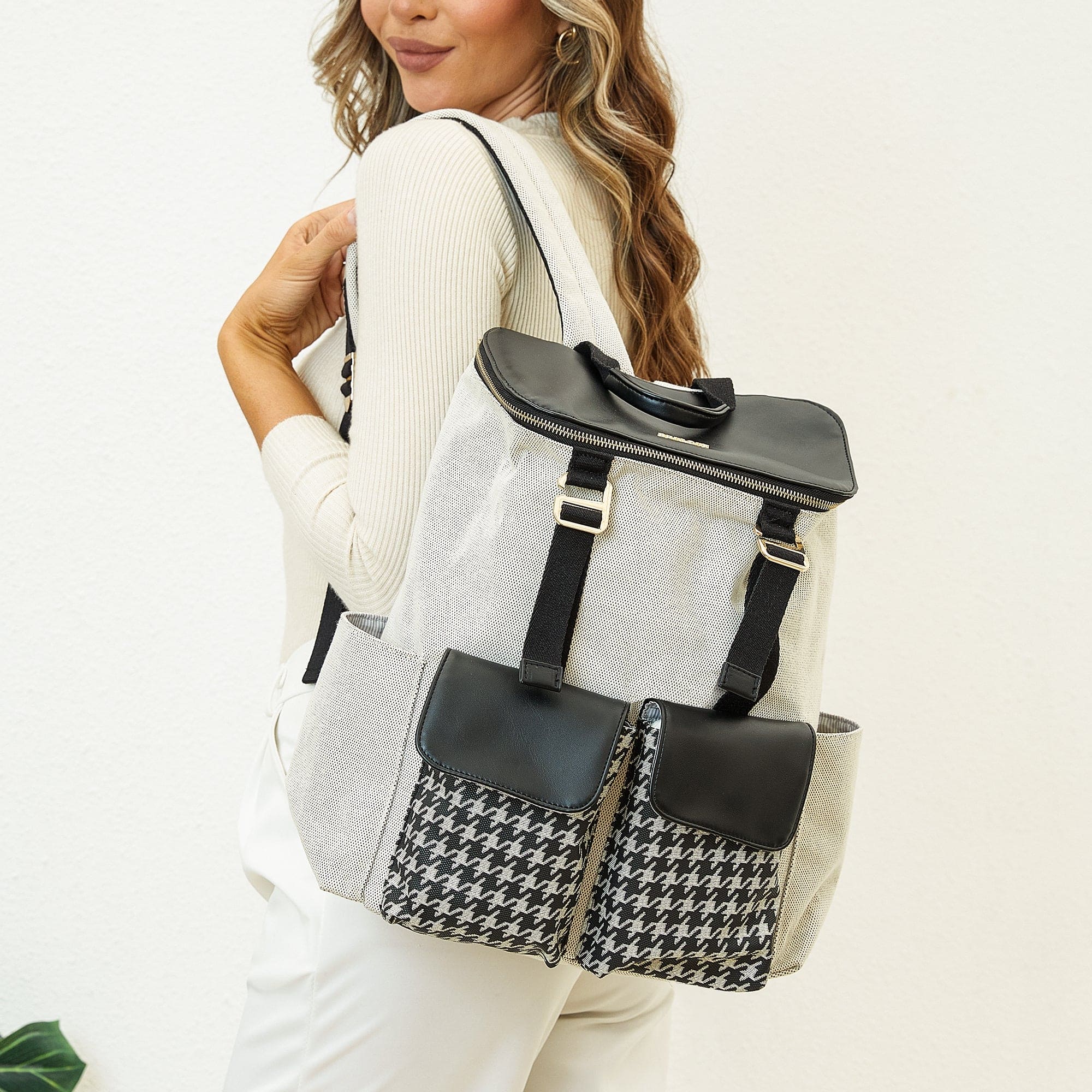 Houndstooth Diaper Backpack - The Little Big Store