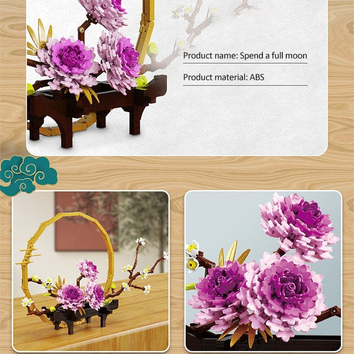 Lunar Blooms: Full Moon Flowers Building Bricks Toy - The Little Big Store