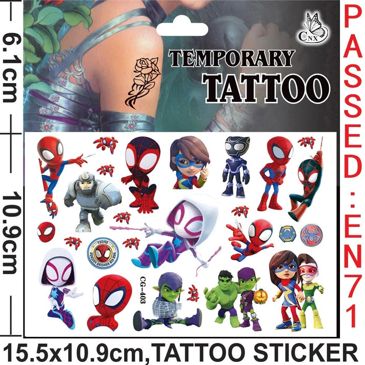 🕷️💥 Marvel Avengers Spiderman Tattoo Stickers: Unleash Your Inner Hero! 💪🎉 - The Little Big Store