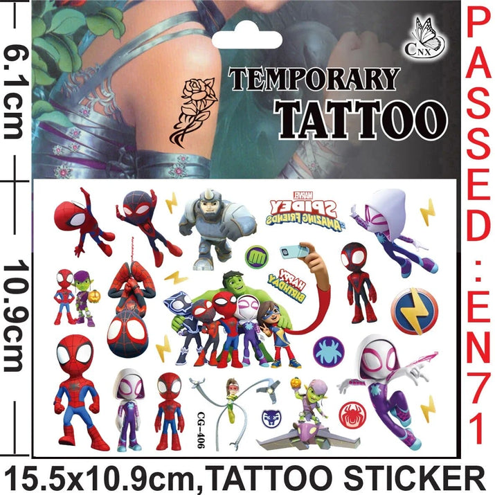 🕷️💥 Marvel Avengers Spiderman Tattoo Stickers: Unleash Your Inner Hero! 💪🎉 - The Little Big Store