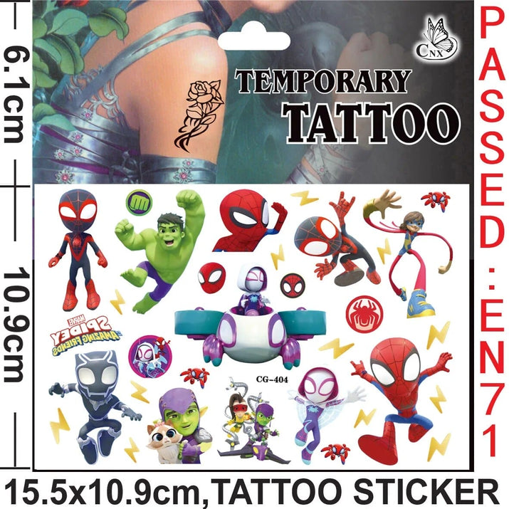 🕷️💥 Marvel Avengers Spiderman Tattoo Stickers: Unleash Your Inner Hero! 💪🎉 - The Little Big Store