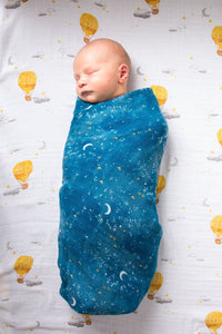 ORGANIC SWADDLE SET - FLY ME TO THE MOON (Starry Night + Hot Air - The Little Big Store